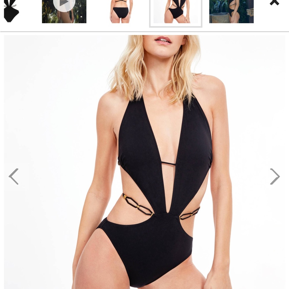 Black Plunge One-Piece Swimsuit